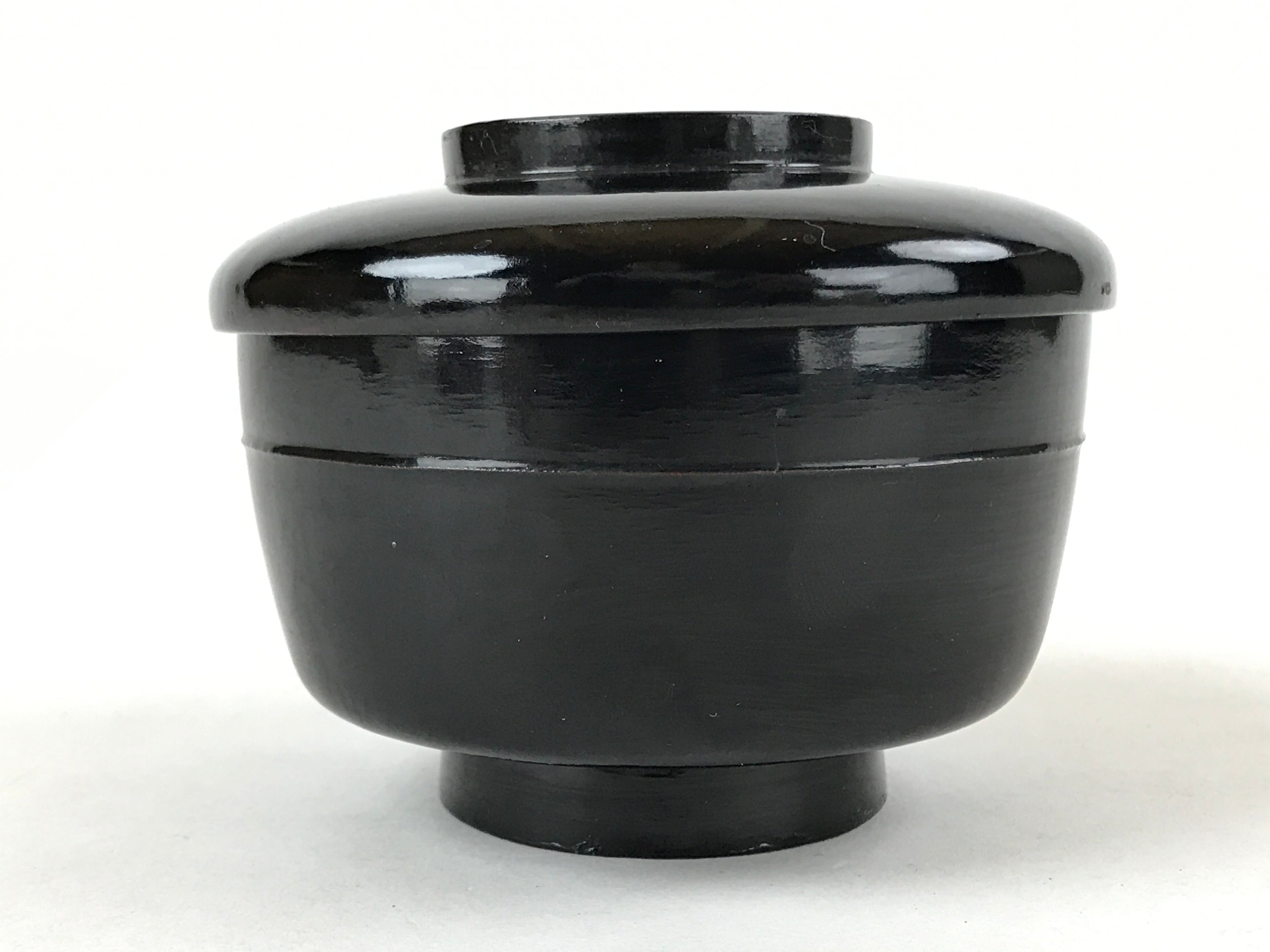 Japanese Lacquered Wooden Lidded Bowl Owan Vtg Rice Soup Dish Red Black LB105