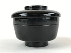 Japanese Lacquered Wooden Lidded Bowl Owan Vtg Rice Soup Dish Red Black LB105