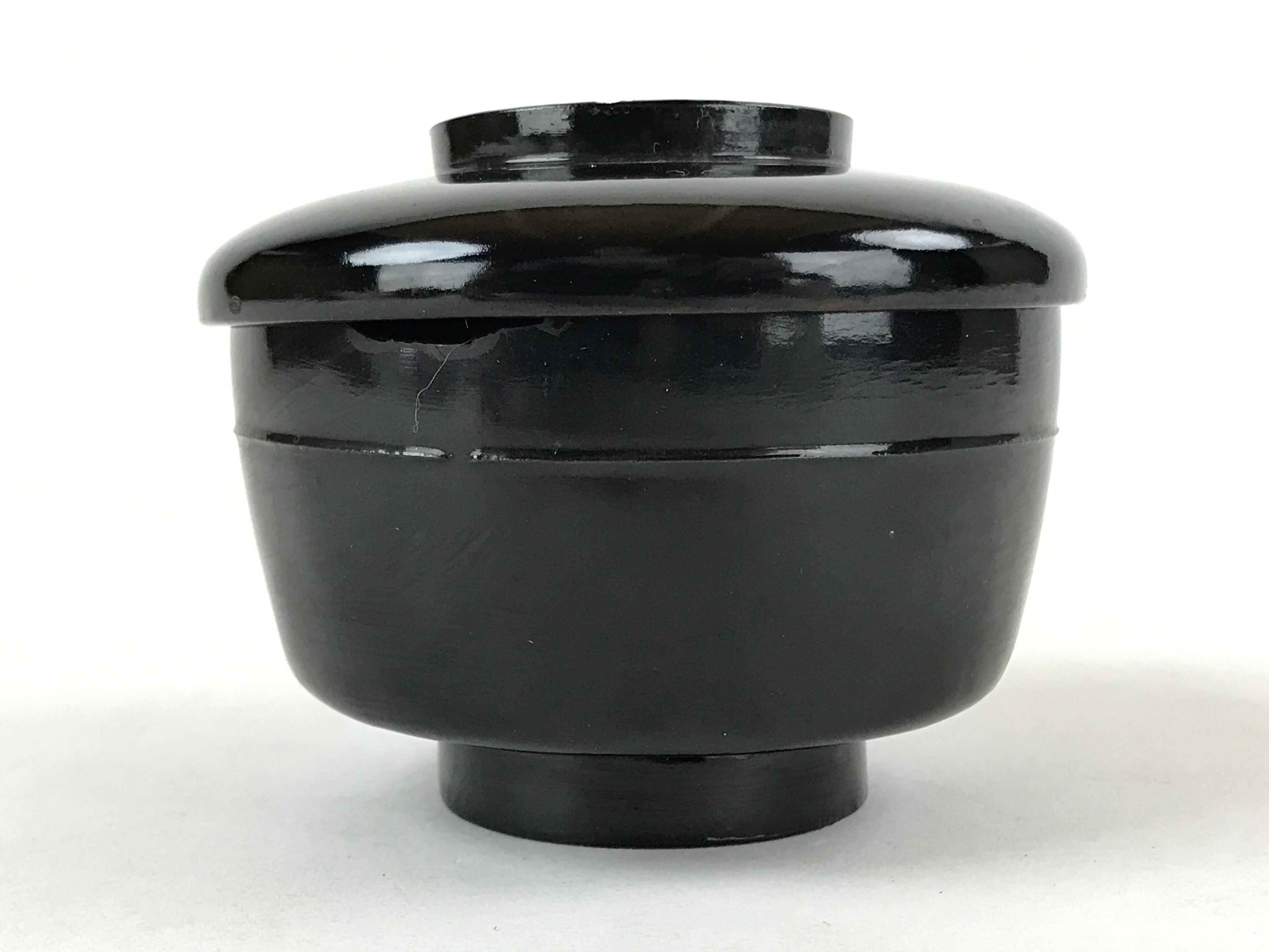 Japanese Lacquered Wooden Lidded Bowl Owan Vtg Rice Soup Dish Red Black LB105