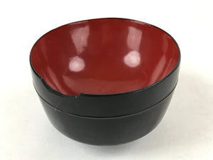 Japanese Lacquered Wooden Lidded Bowl Owan Vtg Rice Soup Dish Red Black LB105