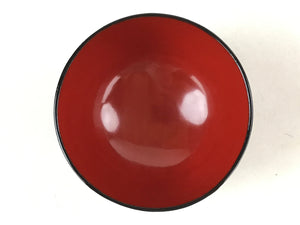 Japanese Lacquered Wooden Lidded Bowl Owan Vtg Rice Soup Dish Red Black LB90