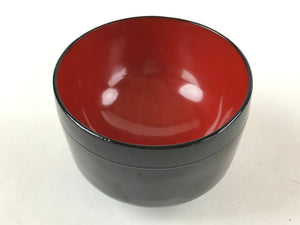 Japanese Lacquered Wooden Lidded Bowl Owan Vtg Rice Soup Dish Red Black LB90