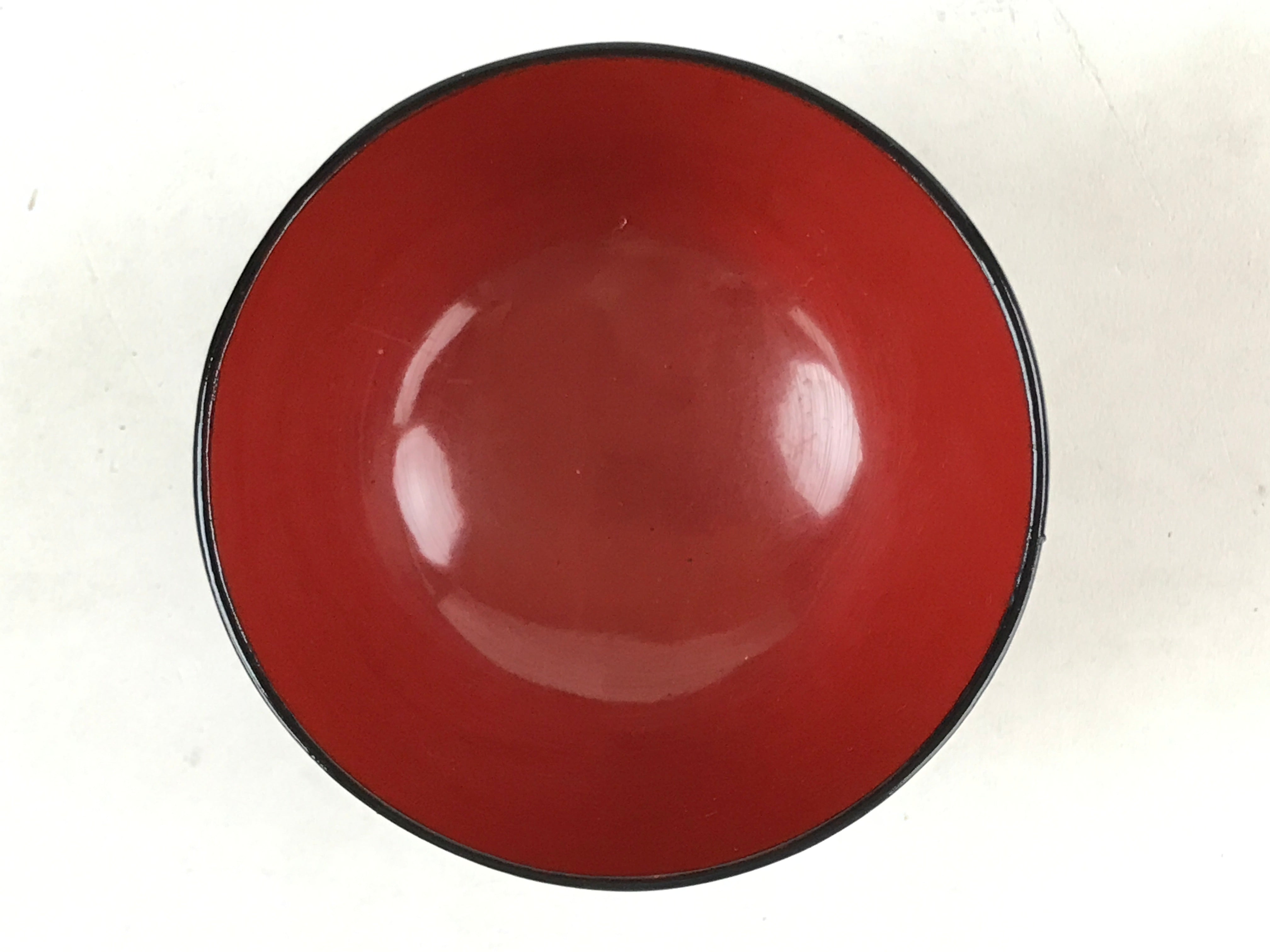 Japanese Lacquered Wooden Lidded Bowl Owan Vtg Rice Soup Dish Red Black LB91