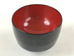 Japanese Lacquered Wooden Lidded Bowl Owan Vtg Rice Soup Dish Red Black LB91