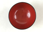 Japanese Lacquered Wooden Lidded Bowl Owan Vtg Rice Soup Dish Red Black LB93