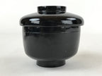 Japanese Lacquered Wooden Lidded Bowl Owan Vtg Rice Soup Dish Red Black LB93