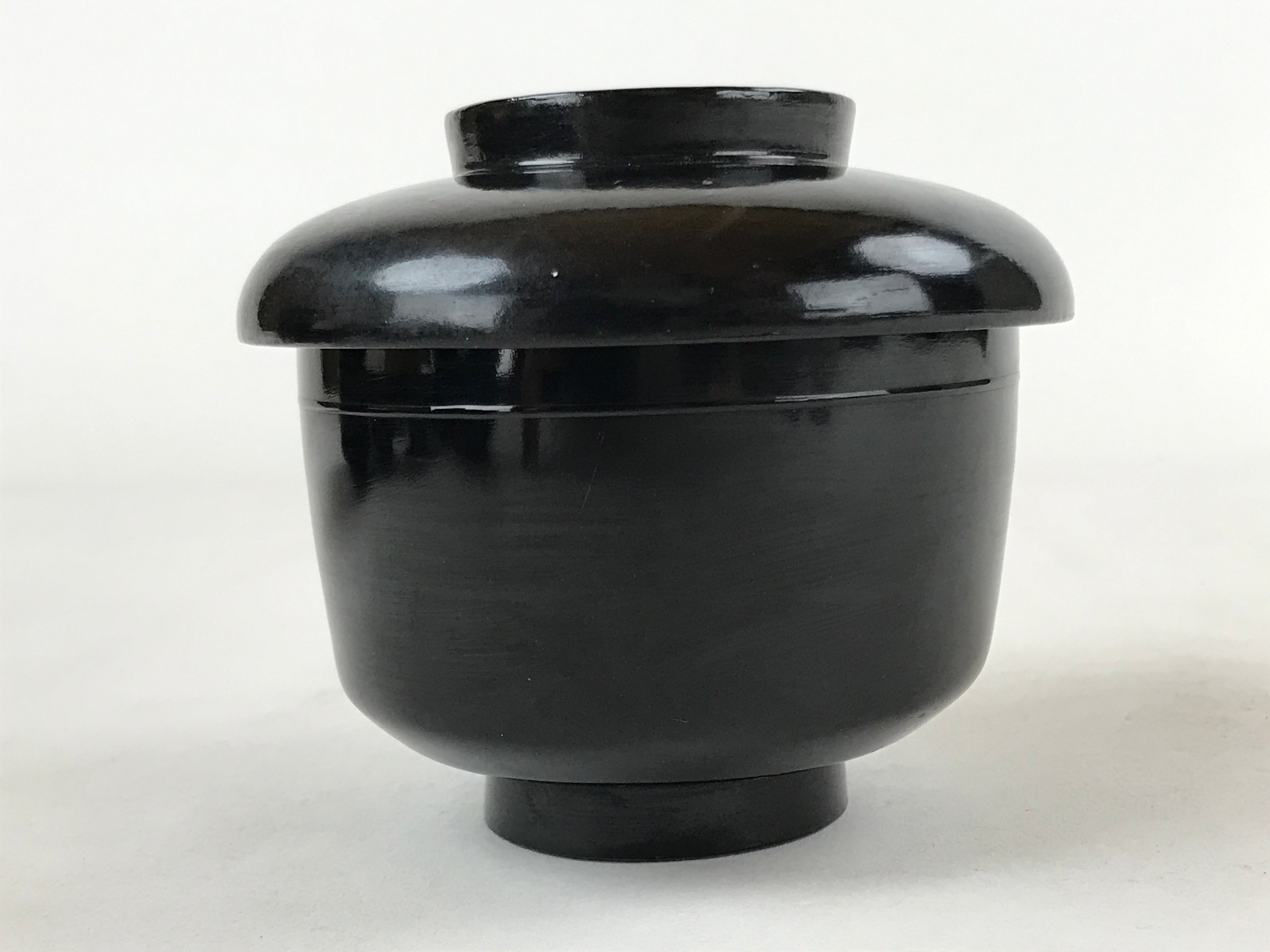 Japanese Lacquered Wooden Lidded Bowl Owan Vtg Rice Soup Dish Red Black LB94