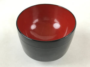 Japanese Lacquered Wooden Lidded Bowl Owan Vtg Rice Soup Dish Red Black LB94