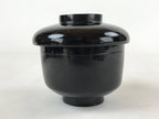 Japanese Lacquered Wooden Lidded Bowl Owan Vtg Rice Soup Dish Red Black LB95
