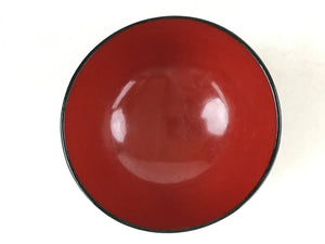 Japanese Lacquered Wooden Lidded Bowl Owan Vtg Rice Soup Dish Red Black LB95