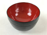 Japanese Lacquered Wooden Lidded Bowl Owan Vtg Rice Soup Dish Red Black LB96