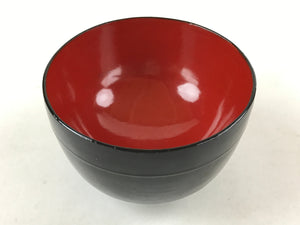 Japanese Lacquered Wooden Lidded Bowl Owan Vtg Rice Soup Dish Red Black LB97