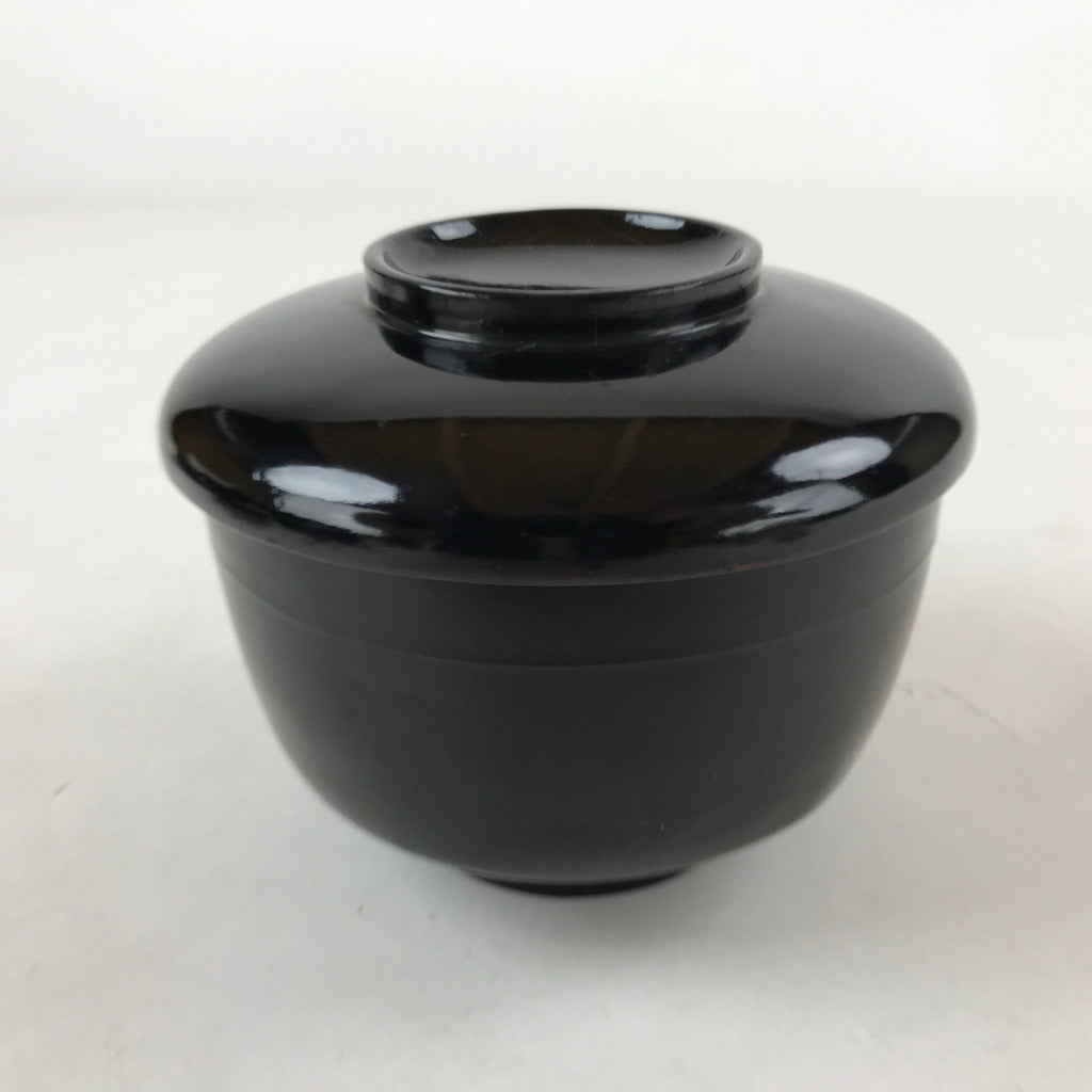 Japanese Lacquered Wooden Lidded Bowl Owan Vtg Rice Soup Dish Red Black LB97