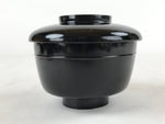 Japanese Lacquered Wooden Lidded Bowl Owan Vtg Rice Soup Dish Red Black LB98