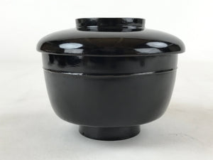 Japanese Lacquered Wooden Lidded Bowl Owan Vtg Rice Soup Dish Red Black LB98