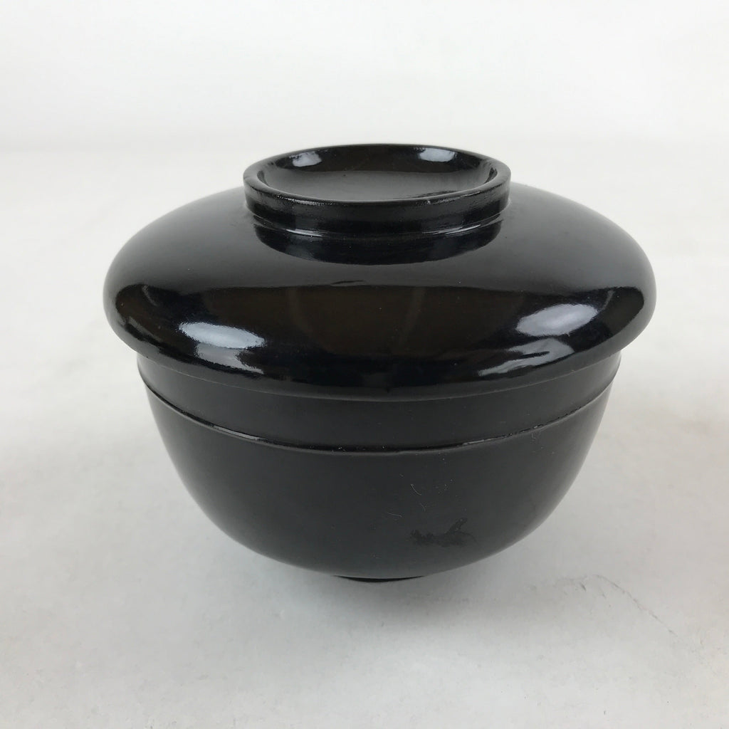 Japanese Lacquered Wooden Lidded Bowl Owan Vtg Rice Soup Dish Red Black LB98