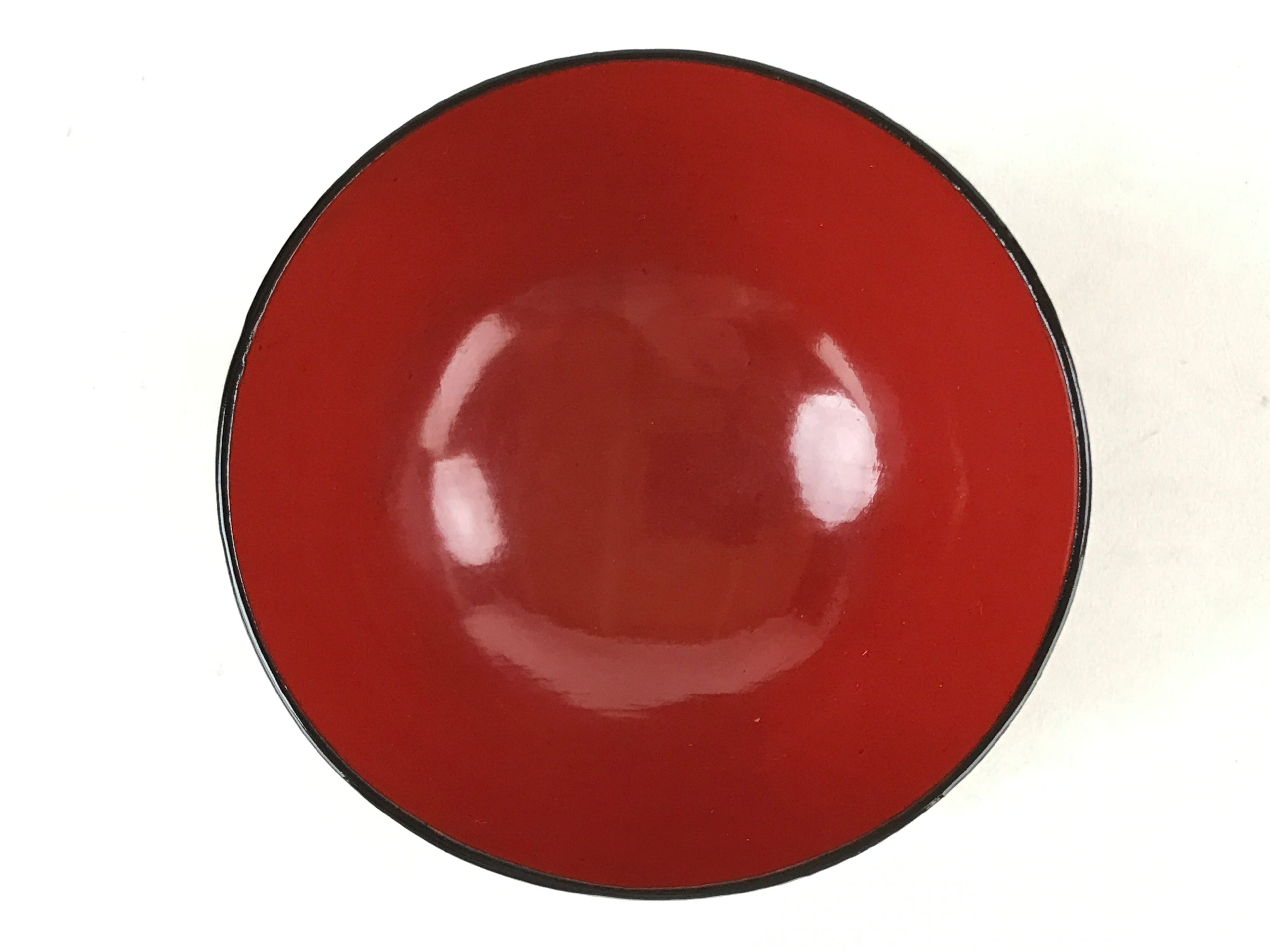 Japanese Lacquered Wooden Lidded Bowl Owan Vtg Rice Soup Dish Red Black LB99