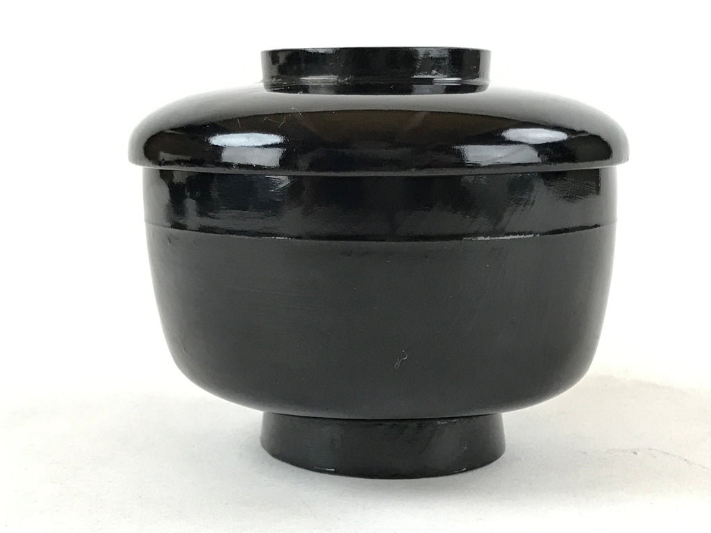 Japanese Lacquered Wooden Lidded Bowl Owan Vtg Rice Soup Dish Red Black LB99
