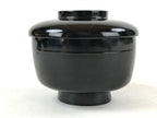 Japanese Lacquered Wooden Lidded Bowl Owan Vtg Rice Soup Dish Red Black LB99