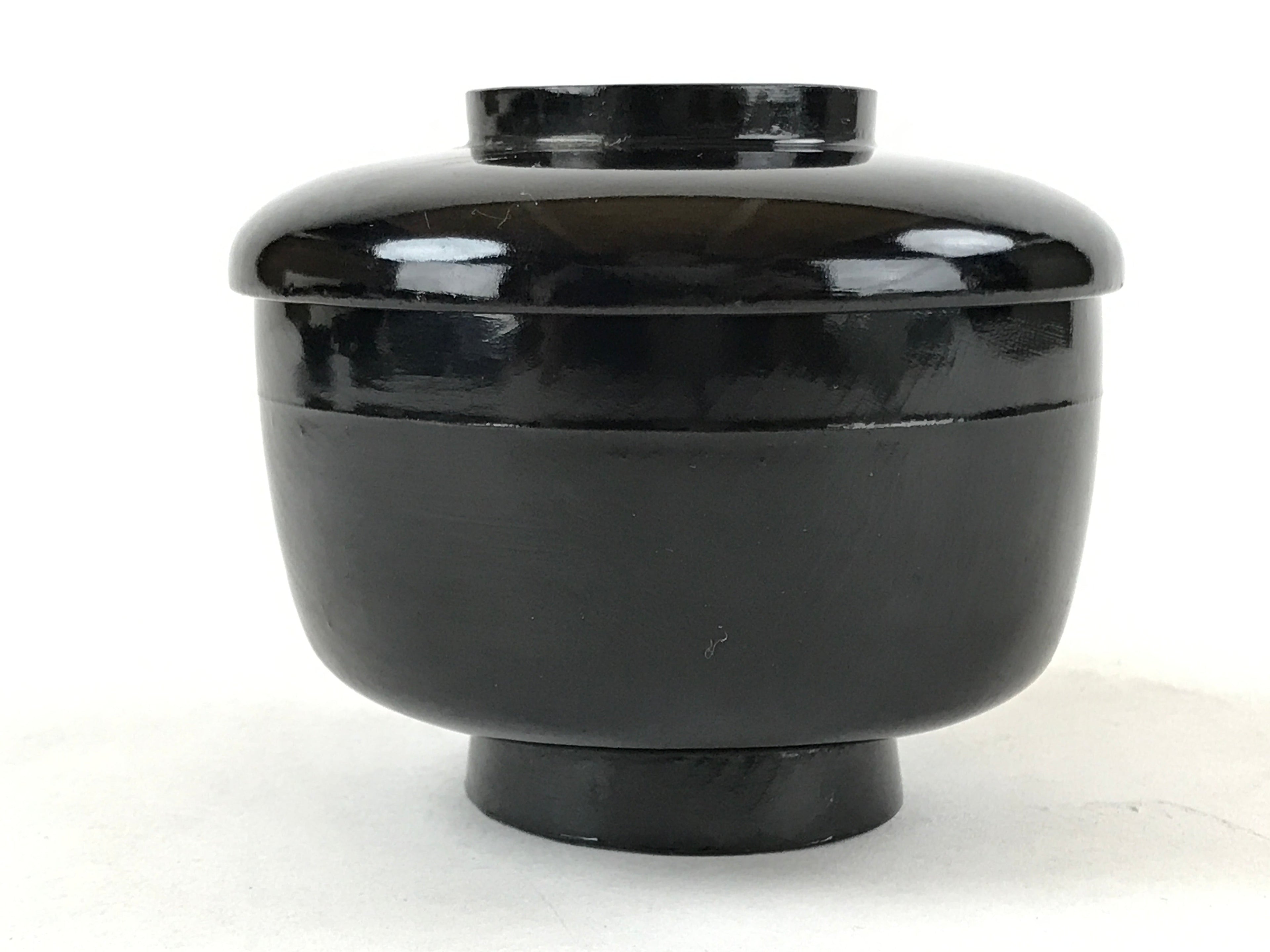 Japanese Lacquered Wooden Lidded Bowl Owan Vtg Rice Soup Dish Red Black LB99