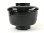 Japanese Lacquered Wooden Lidded Bowl Owan Vtg Rice Soup Dish Red Black LB99
