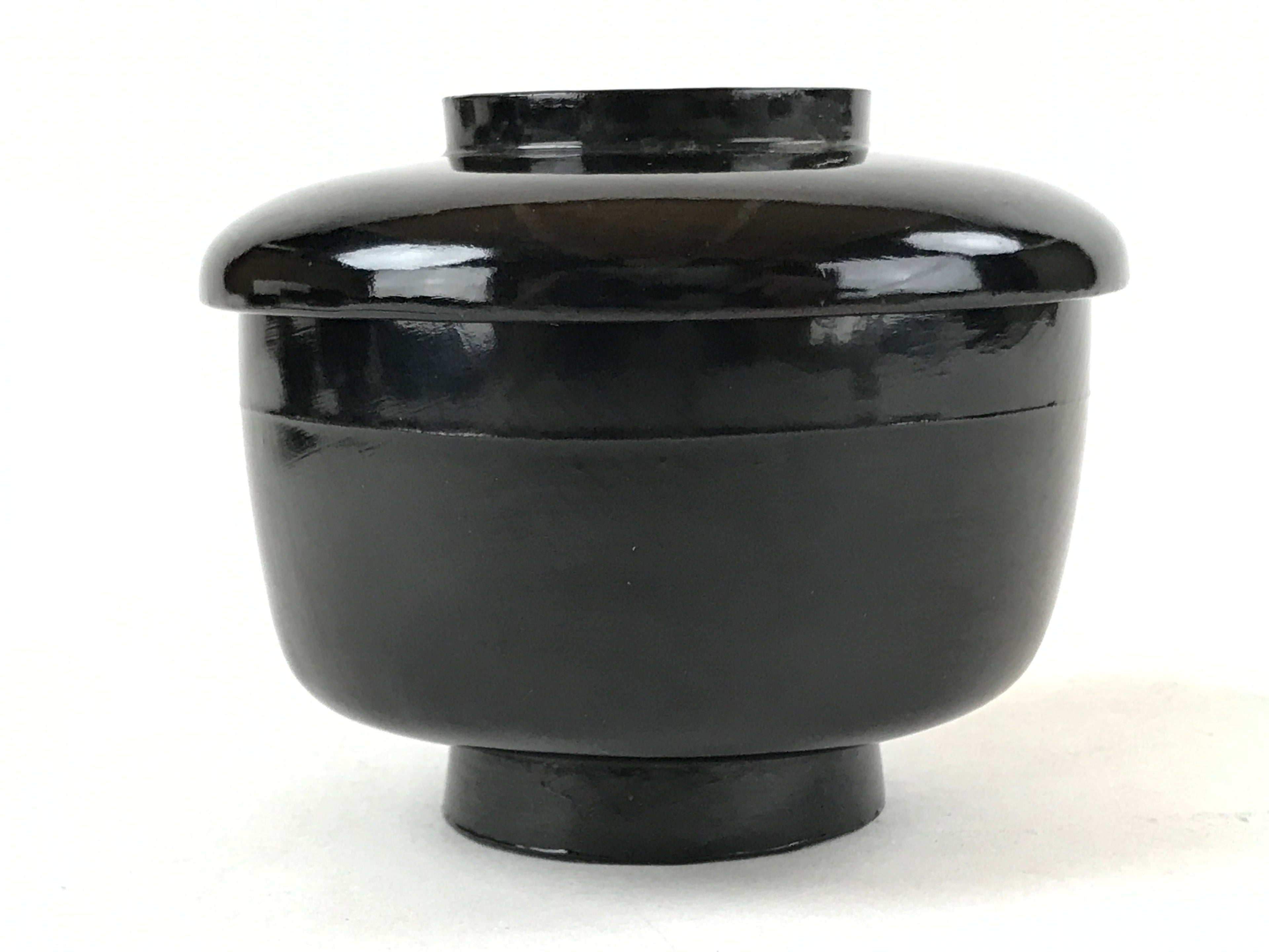 Japanese Lacquered Wooden Lidded Bowl Owan Vtg Rice Soup Dish Red Black LB99