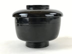 Japanese Lacquered Wooden Lidded Bowl Owan Vtg Rice Soup Dish Red Black LB99