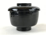 Japanese Lacquered Wooden Lidded Bowl Owan Vtg Rice Soup Dish Red Black LB99