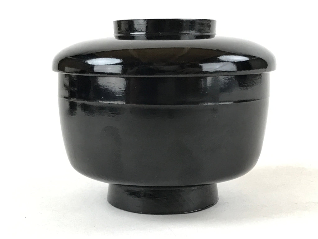 Japanese Lacquered Wooden Lidded Bowl Owan Vtg Rice Soup Dish Red Black LB99