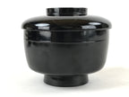 Japanese Lacquered Wooden Lidded Bowl Owan Vtg Rice Soup Dish Red Black LB99