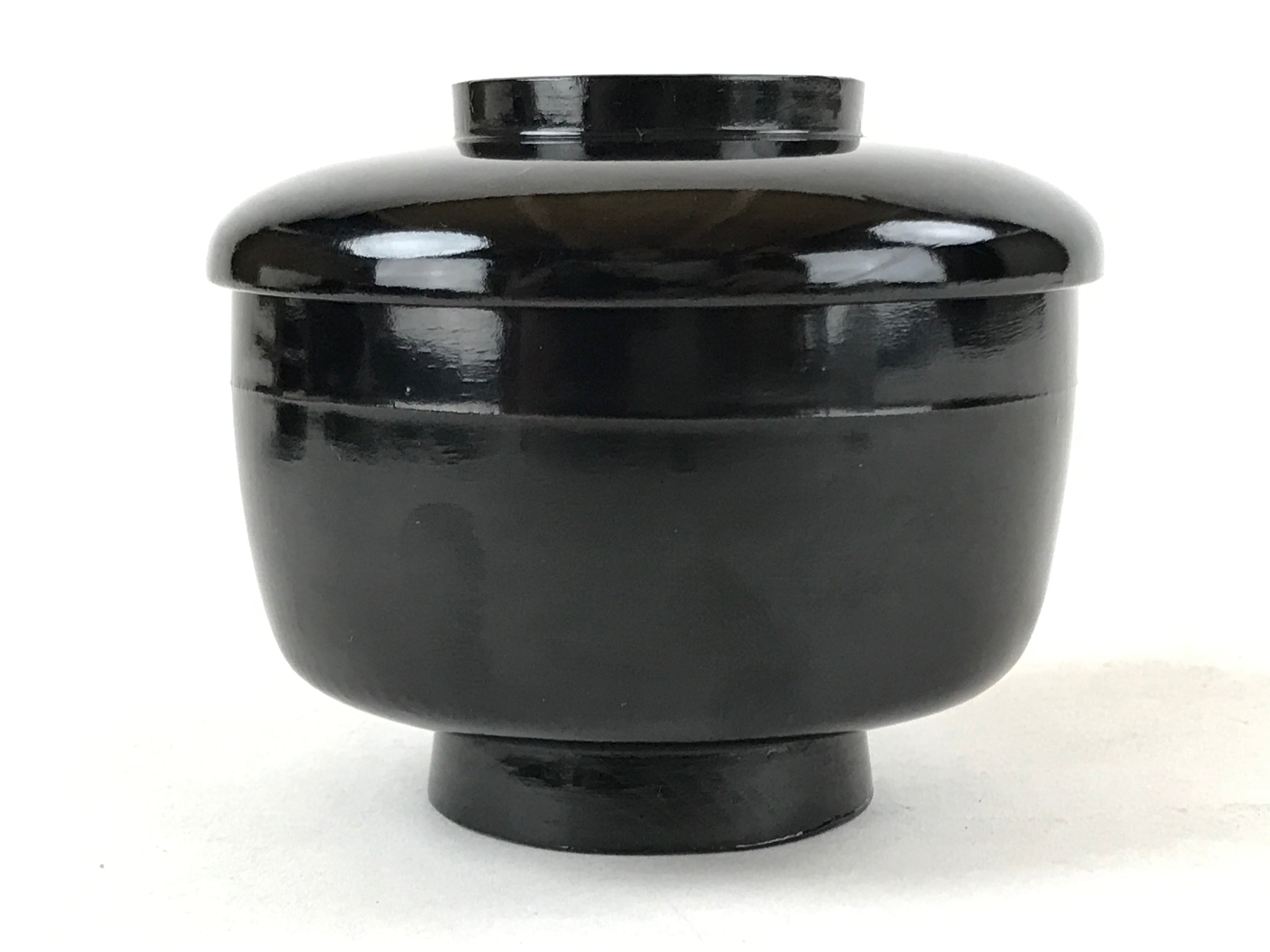 Japanese Lacquered Wooden Lidded Bowl Owan Vtg Rice Soup Dish Red Black LB99