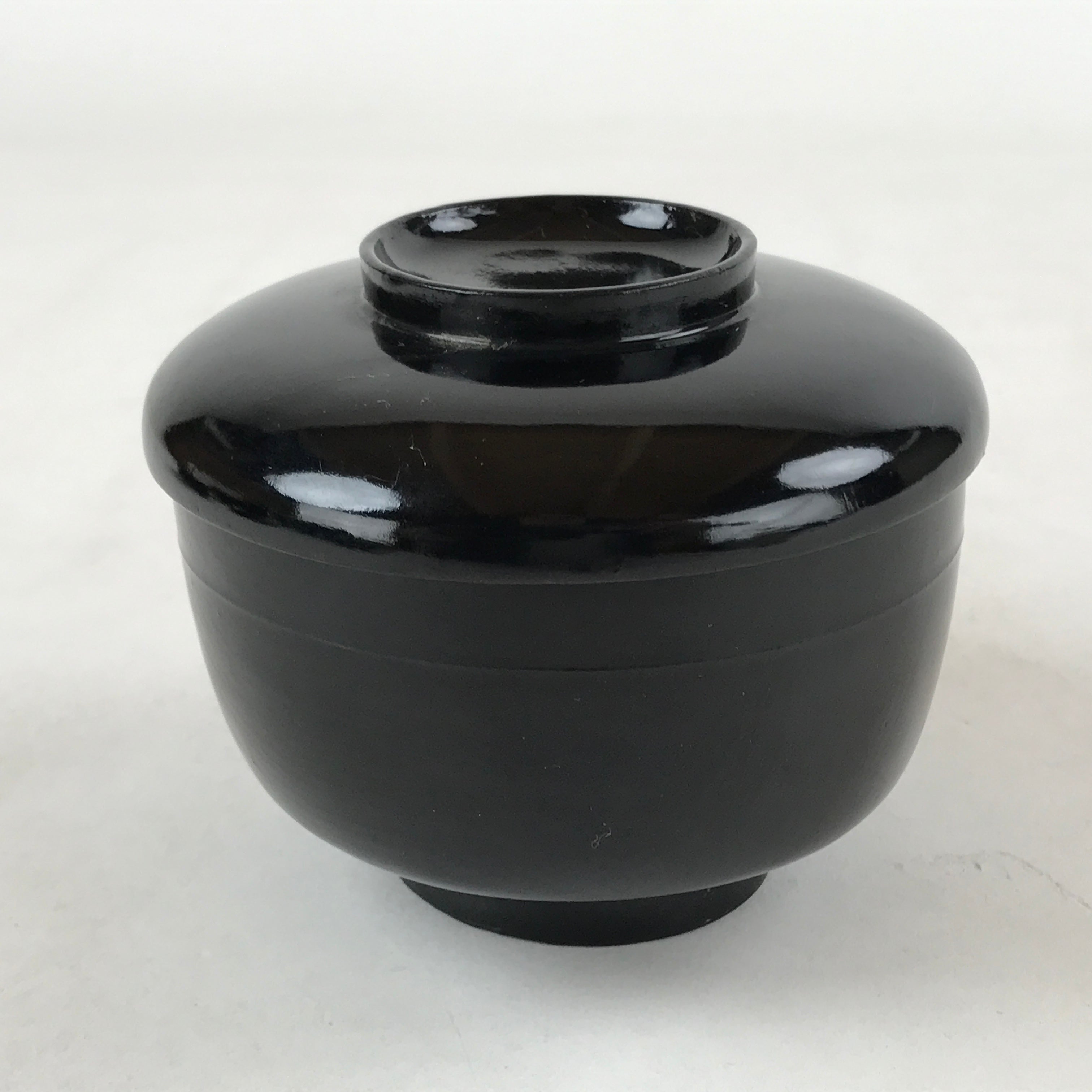 Japanese Lacquered Wooden Lidded Bowl Owan Vtg Rice Soup Dish Red Black LB99