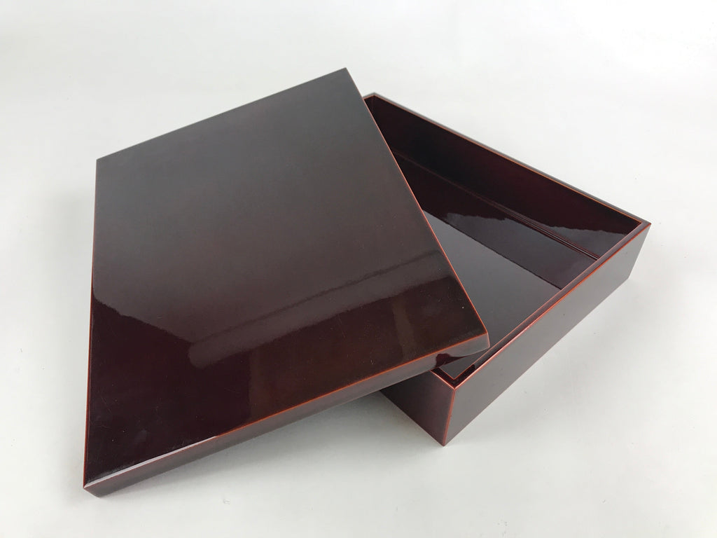 Japanese Lacquered Wooden Lidded Fumibako Letter Box Shunkei Storage Brown FB74