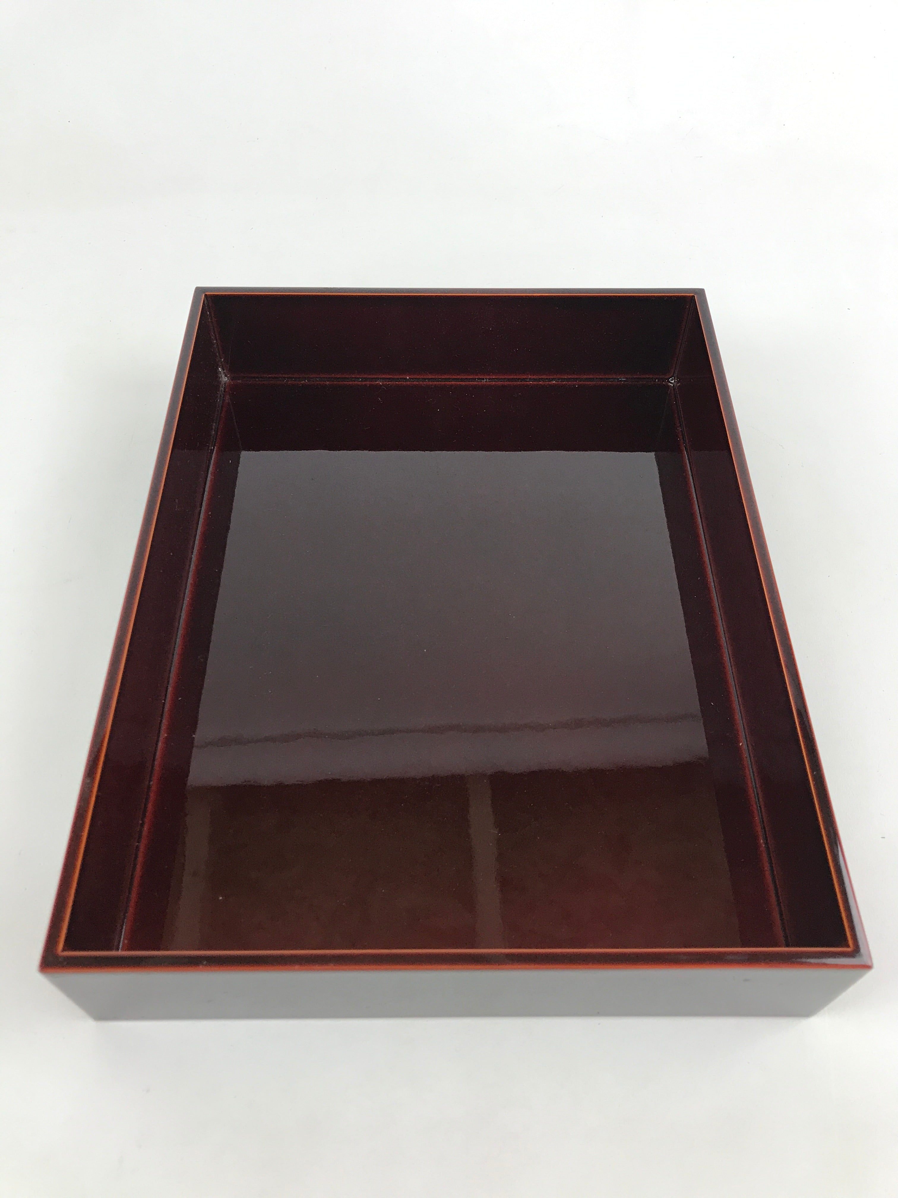 Japanese Lacquered Wooden Lidded Fumibako Letter Box Shunkei Storage Brown FB74