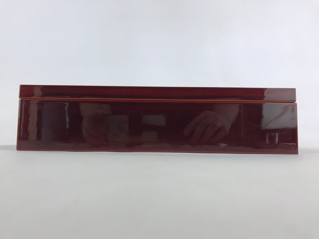 Japanese Lacquered Wooden Lidded Fumibako Letter Box Shunkei Storage Brown FB74