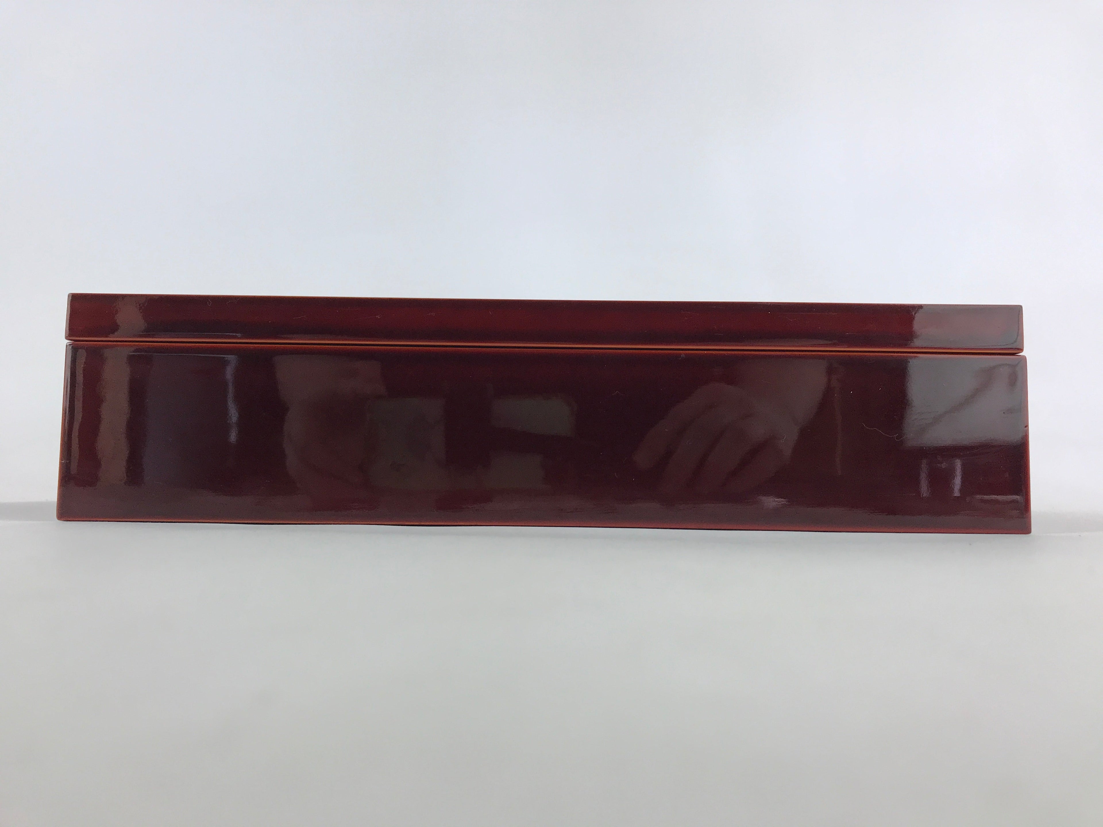 Japanese Lacquered Wooden Lidded Fumibako Letter Box Shunkei Storage Brown FB74