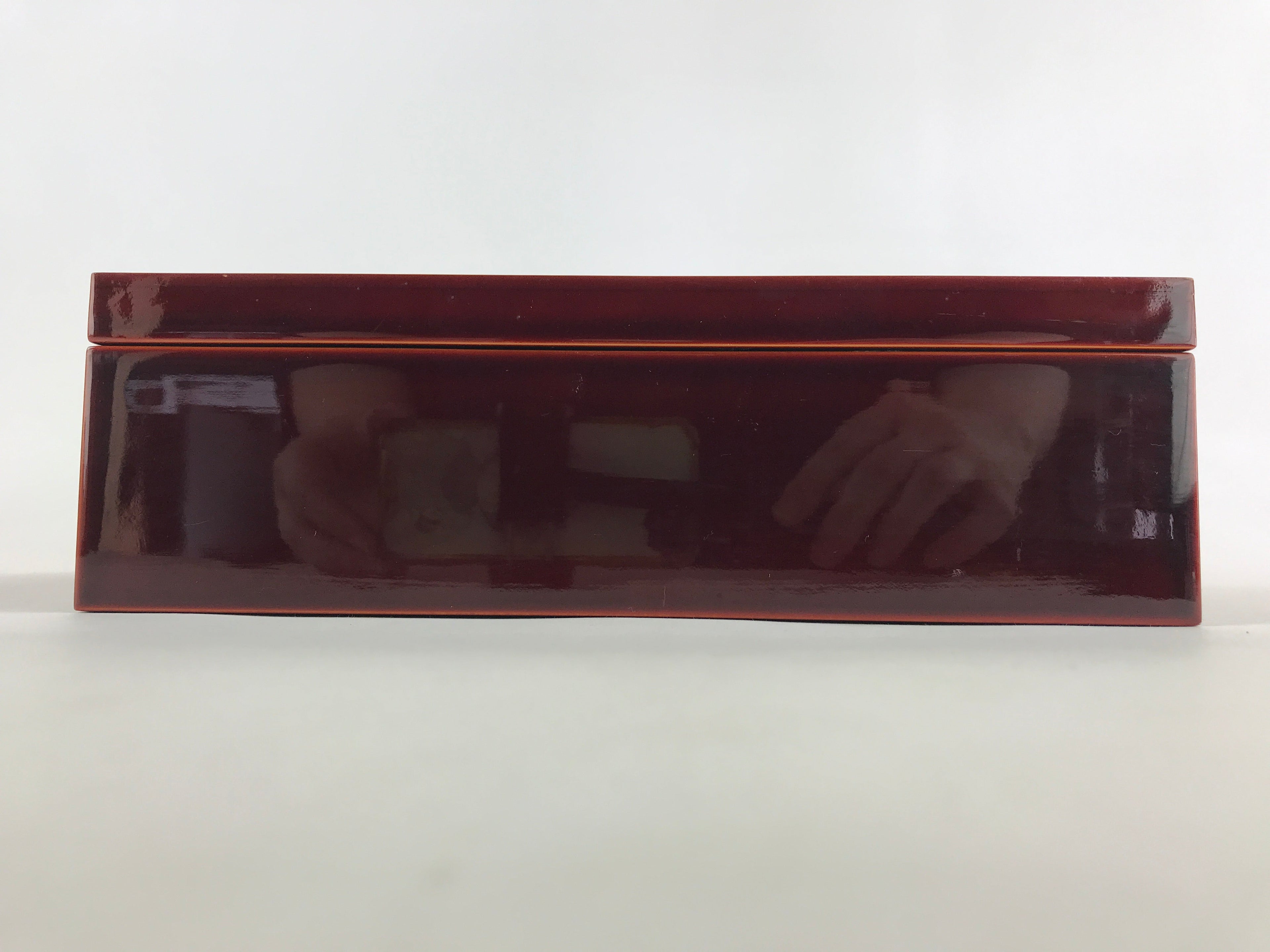 Japanese Lacquered Wooden Lidded Fumibako Letter Box Shunkei Storage Brown FB74