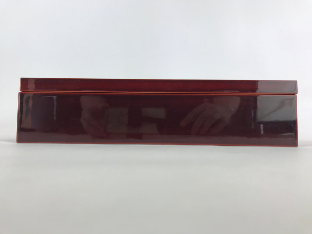 Japanese Lacquered Wooden Lidded Fumibako Letter Box Shunkei Storage Brown FB74