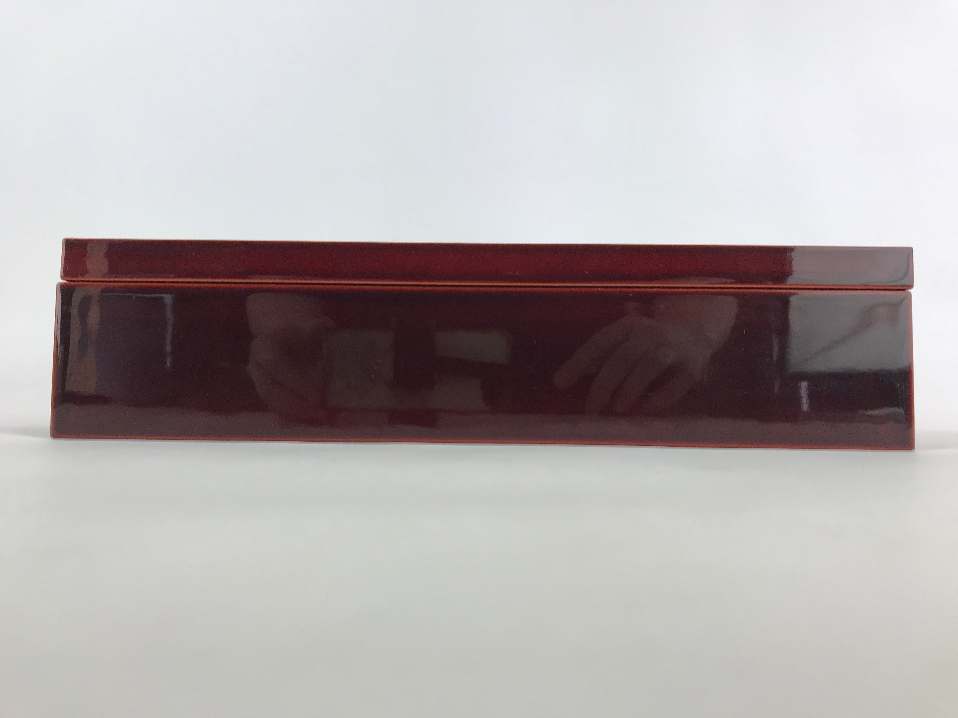 Japanese Lacquered Wooden Lidded Fumibako Letter Box Shunkei Storage Brown FB74
