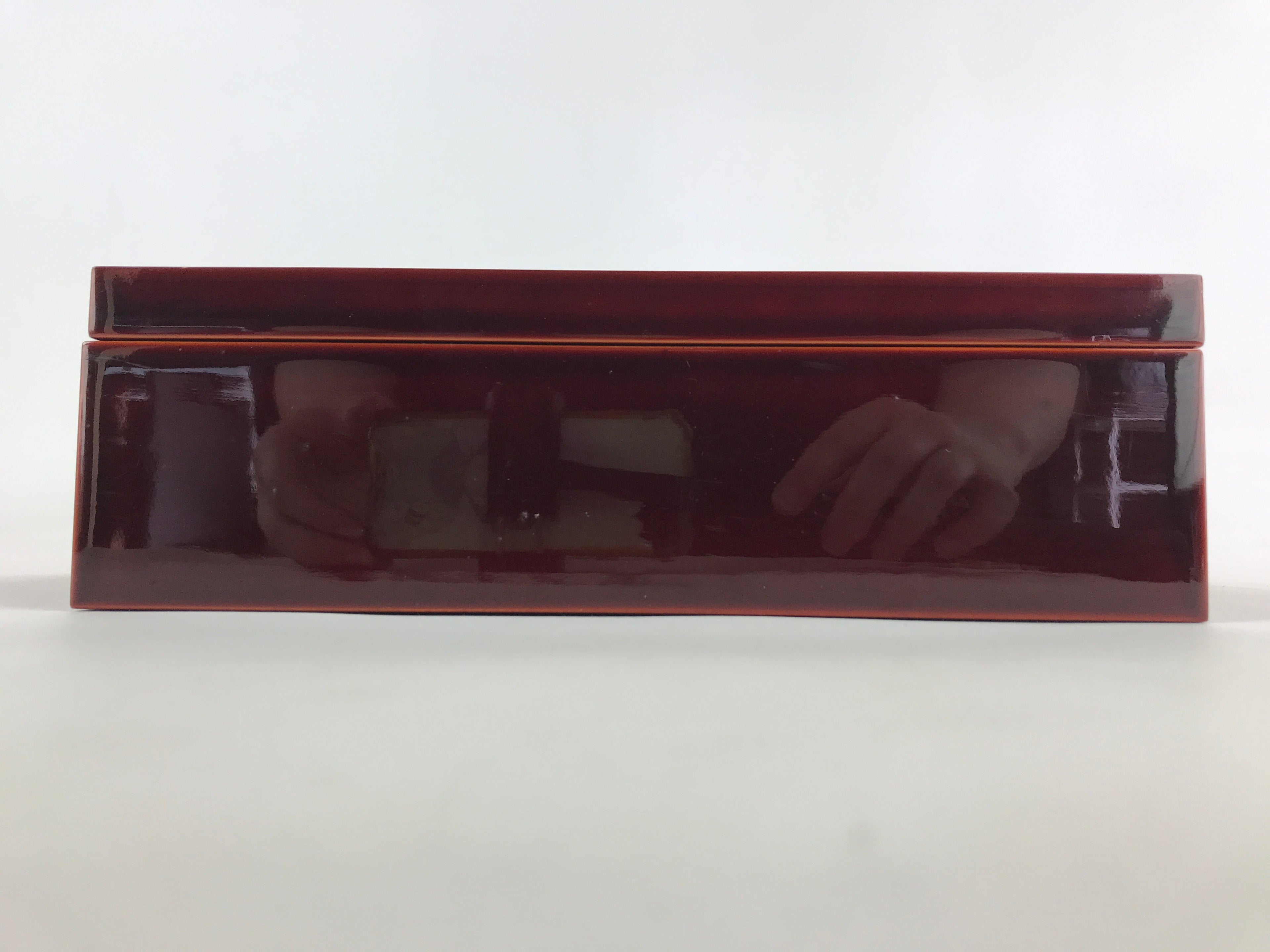 Japanese Lacquered Wooden Lidded Fumibako Letter Box Shunkei Storage Brown FB74