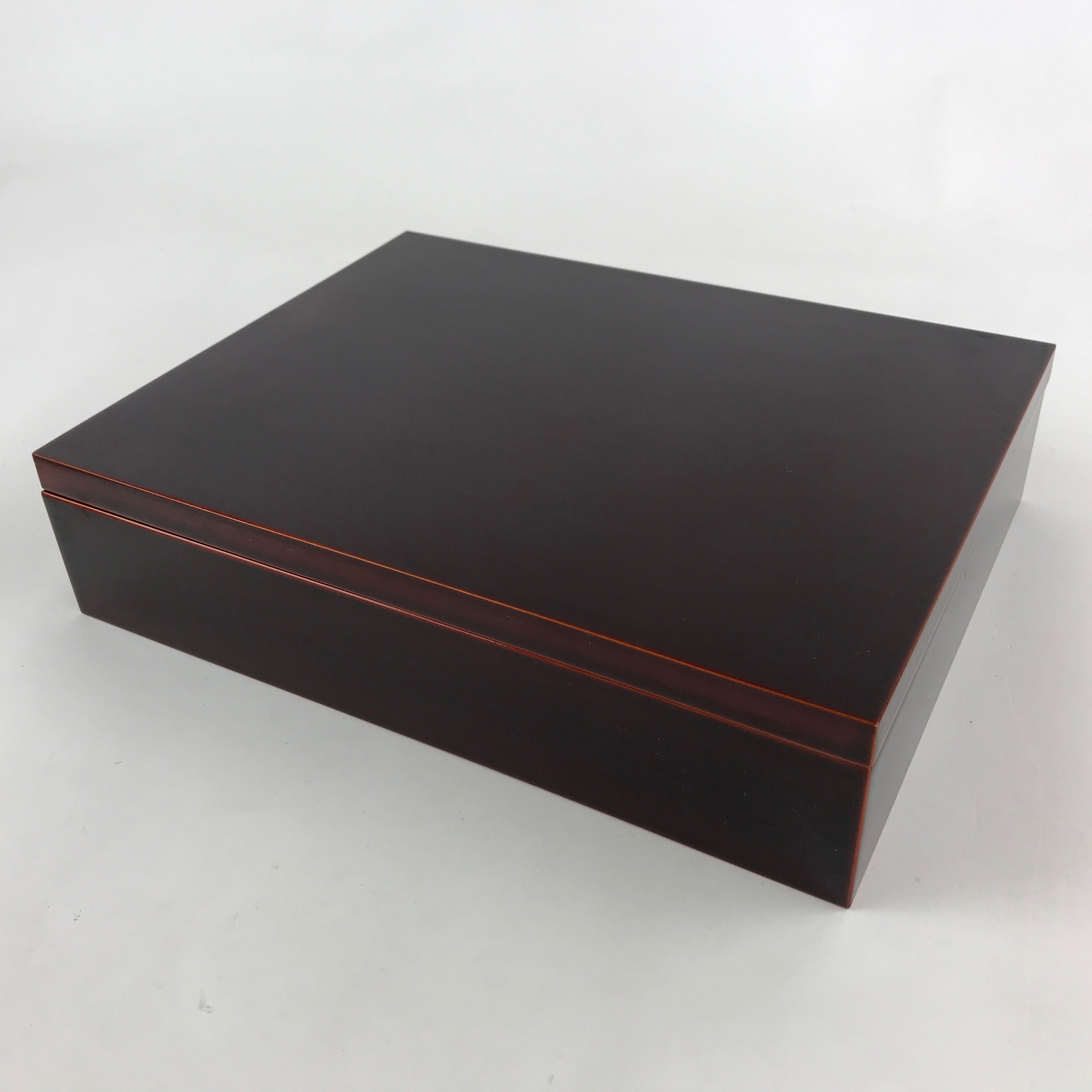 Japanese Lacquered Wooden Lidded Fumibako Letter Box Shunkei Storage Brown FB74