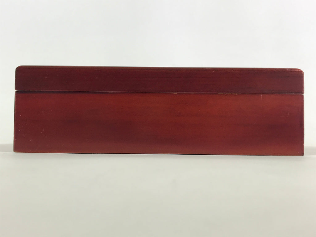 Japanese Lacquered Wooden Lidded Fumibako Letter Box Shunkei-nuri Makie FB75