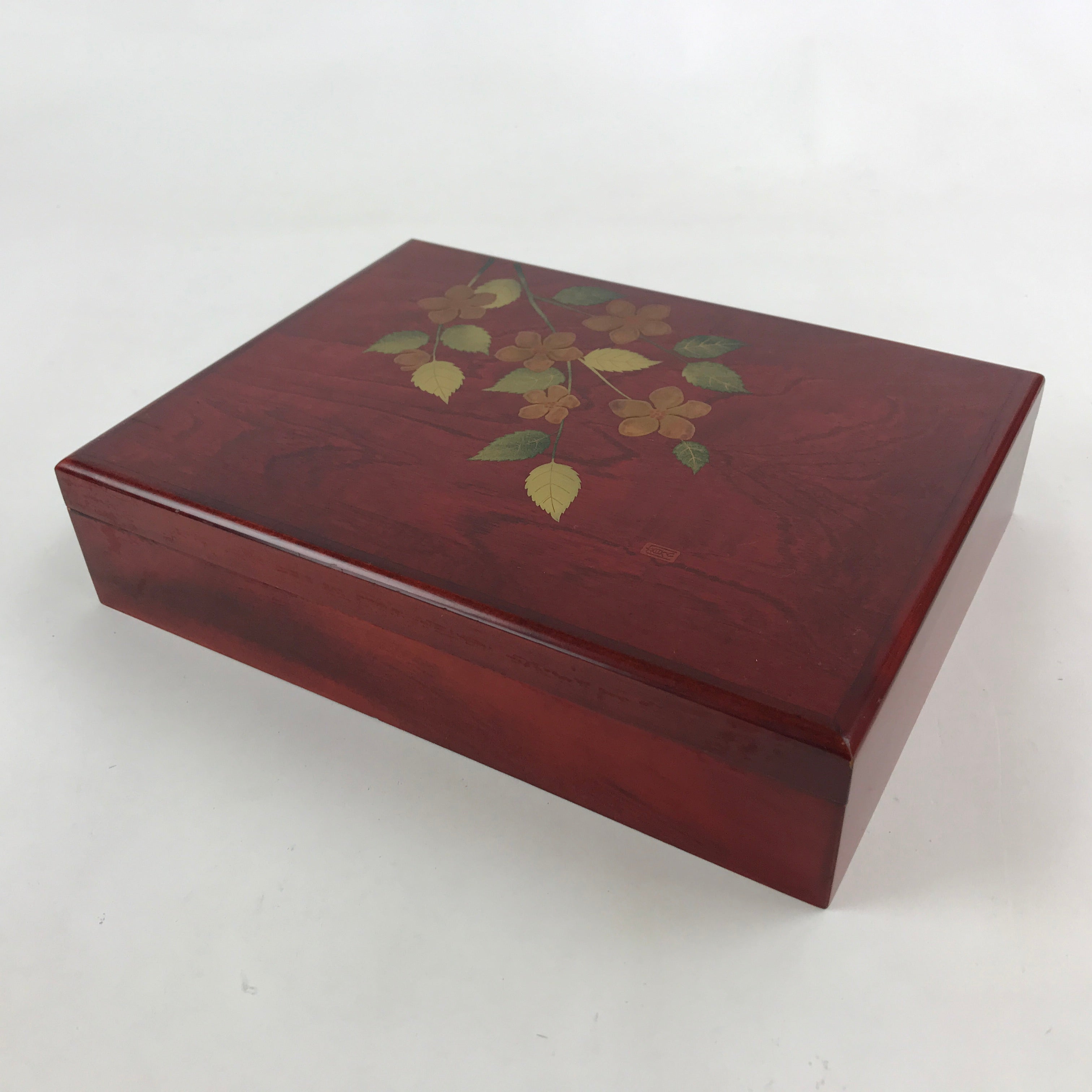 Japanese Lacquered Wooden Lidded Fumibako Letter Box Shunkei-nuri Makie FB75