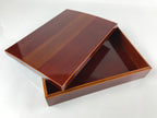Japanese Lacquered Wooden Lidded Fumibako Letter Box Vtg Shunkei Nuri Book FB80