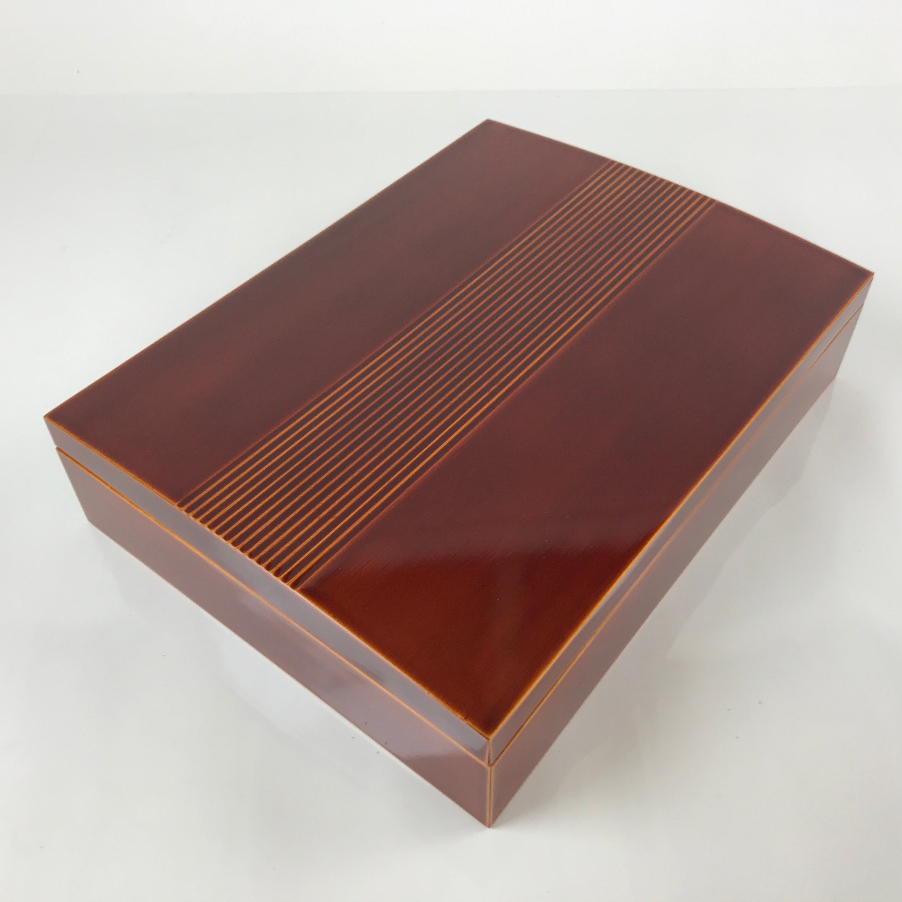 Japanese Lacquered Wooden Lidded Fumibako Letter Box Vtg Shunkei Nuri Book FB80