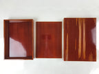 Japanese Lacquered Wooden Lidded Fumibako Letter Box Vtg Shunkei Nuri Brown FB79