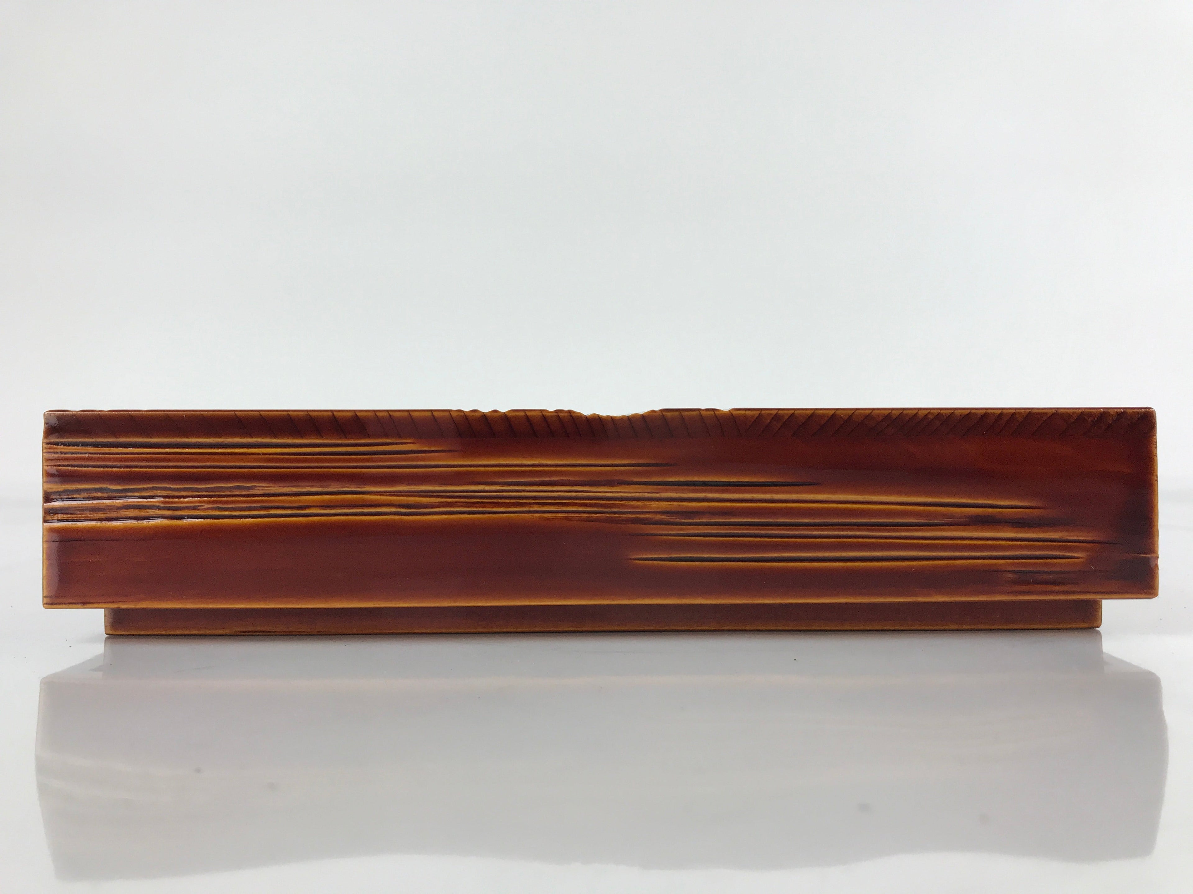 Japanese Lacquered Wooden Lidded Fumibako Letter Box Vtg Shunkei Nuri Brown FB79