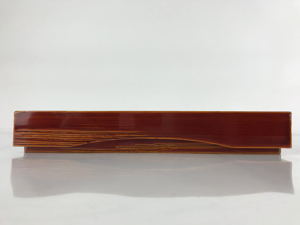 Japanese Lacquered Wooden Lidded Fumibako Letter Box Vtg Shunkei Nuri Brown FB79