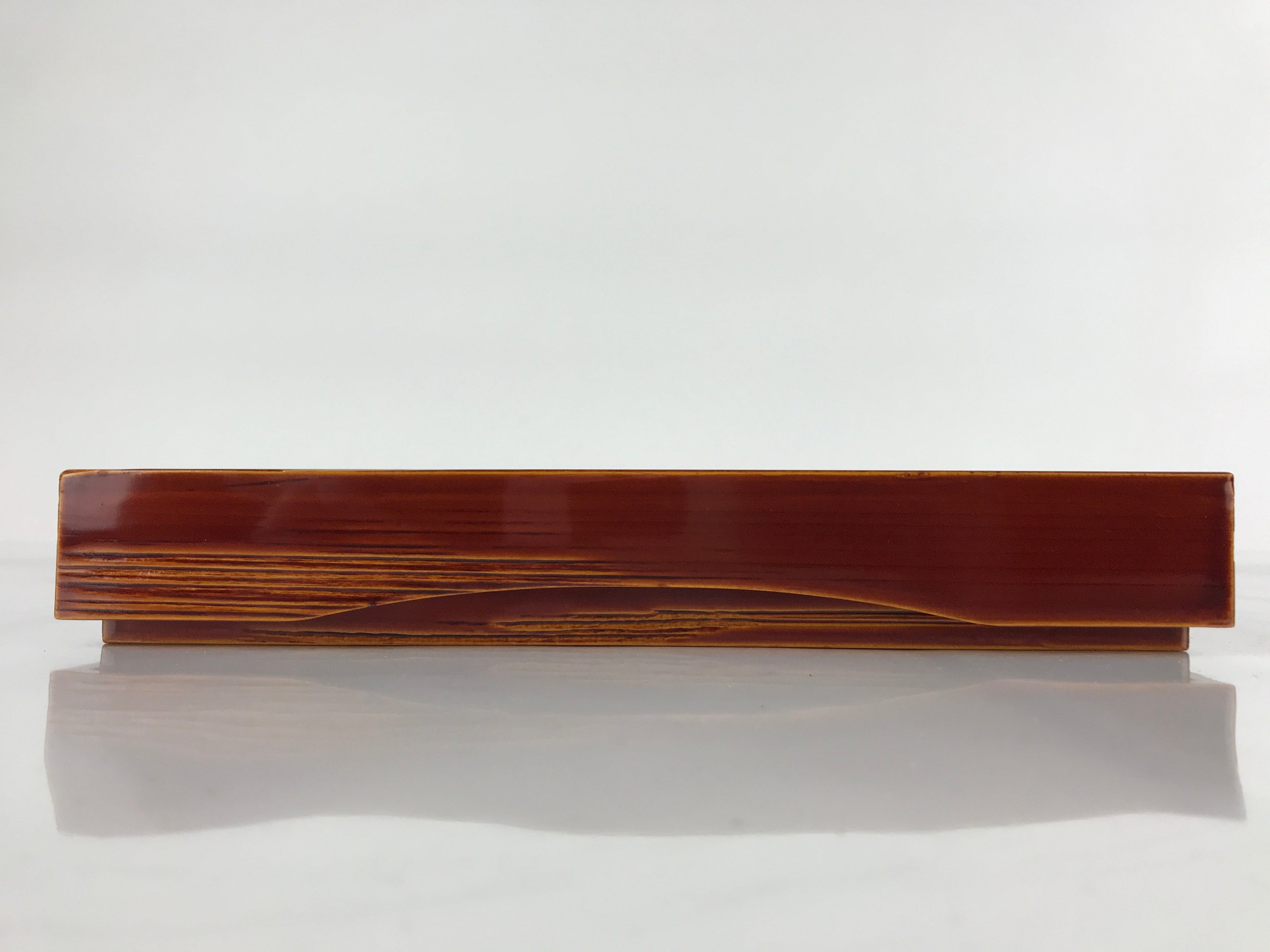 Japanese Lacquered Wooden Lidded Fumibako Letter Box Vtg Shunkei Nuri Brown FB79