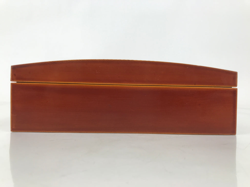 Japanese Lacquered Wooden Lidded Fumibako Letter Box Vtg Shunkei Nuri Brown FB89
